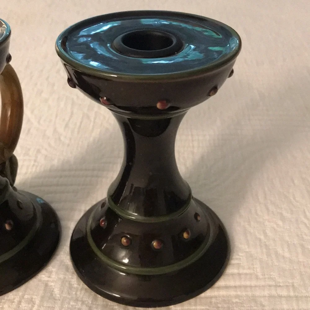 Pair Demdaco Deb Hrabik Chocolate Berries Decorative Candle Holder